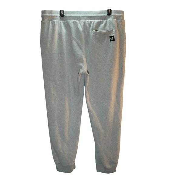 True Religion Mens Jogger Sweatpants Size 2XLCotton Blend Blue Lettered Gray - Picture 2 of 13